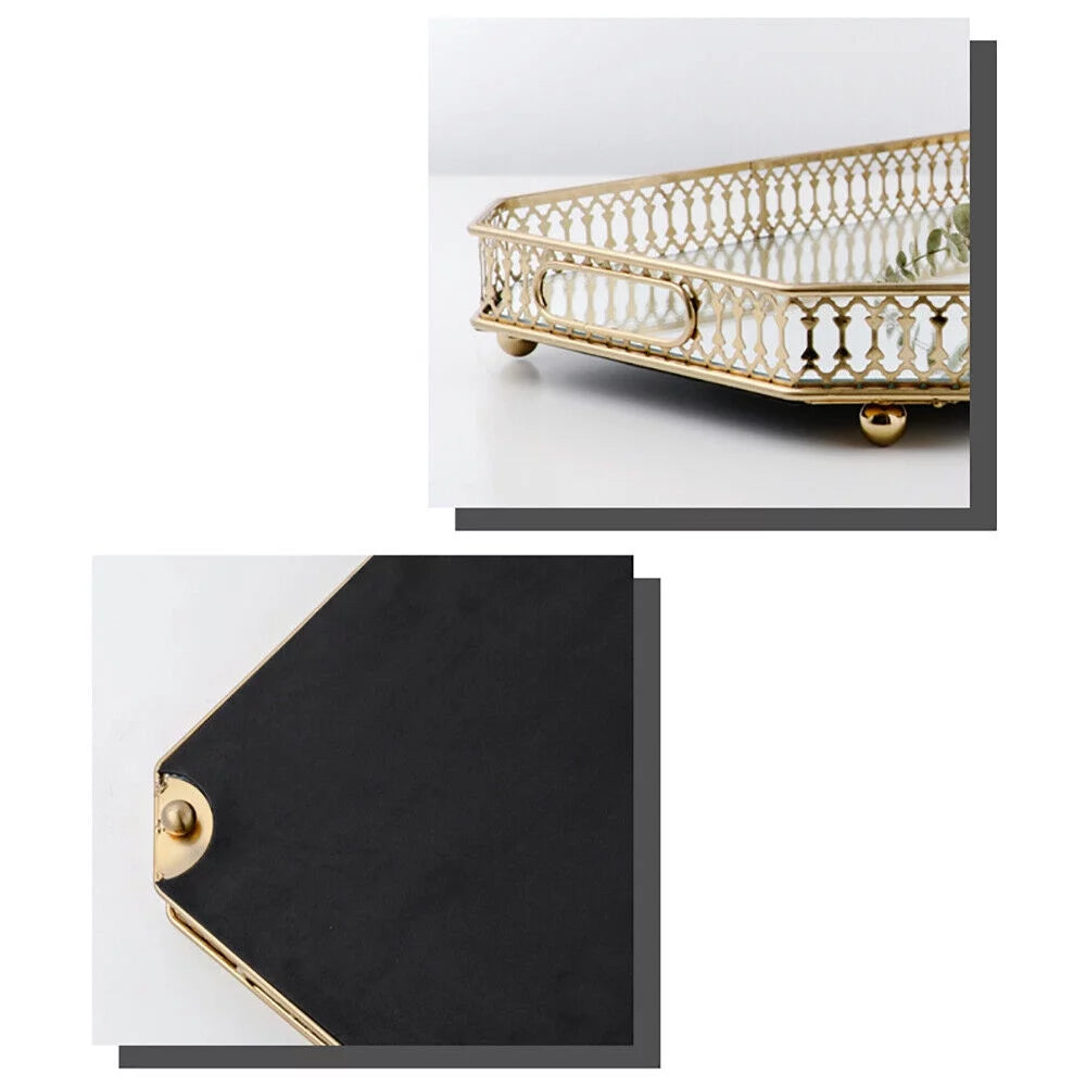 Vintage Glass Metal Vanity Tray Y630613