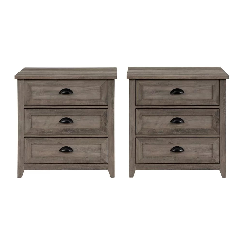 3 Drawer Gray Wash Bedroom Nightstand Set N8890