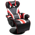 Black White Red Gaming Chair with Lumbar Support and Footrest N9263
