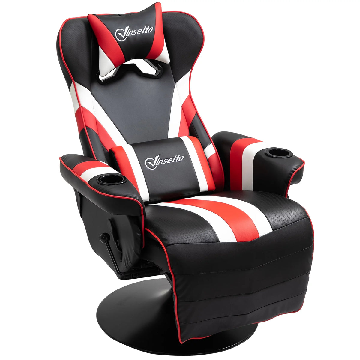 Black White Red Gaming Chair with Lumbar Support and Footrest N9263