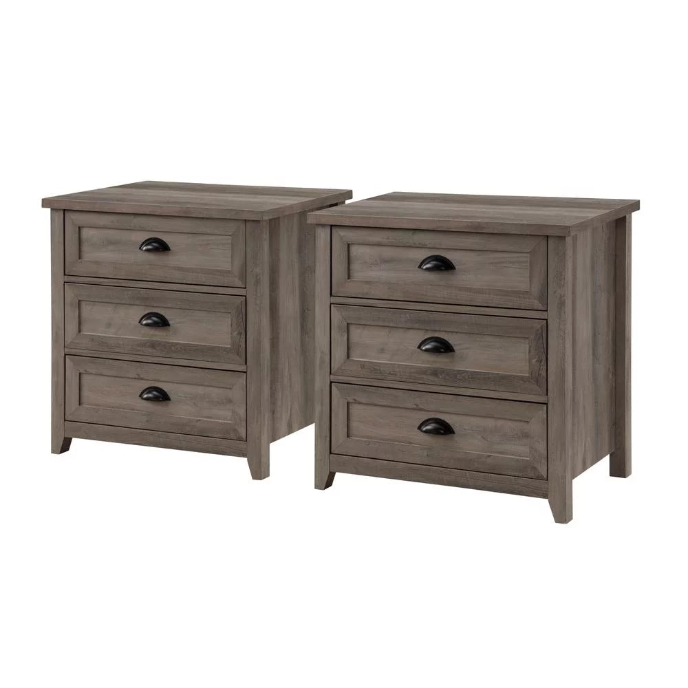 3 Drawer Gray Wash Bedroom Nightstand Set N8890