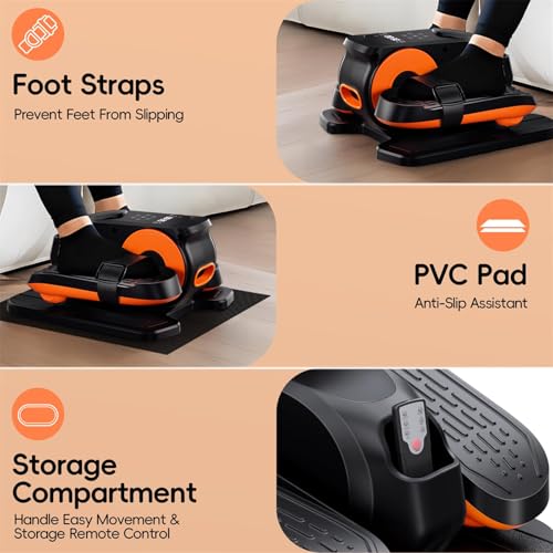 Under Desk Elliptical Machine, Quiet Portable Mini Electric Seated Pedal Exerciser, 12 Adjustable Speeds W4047