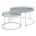 Metal Glass Top 2-Piece Nesting Tables Set in Gray G905