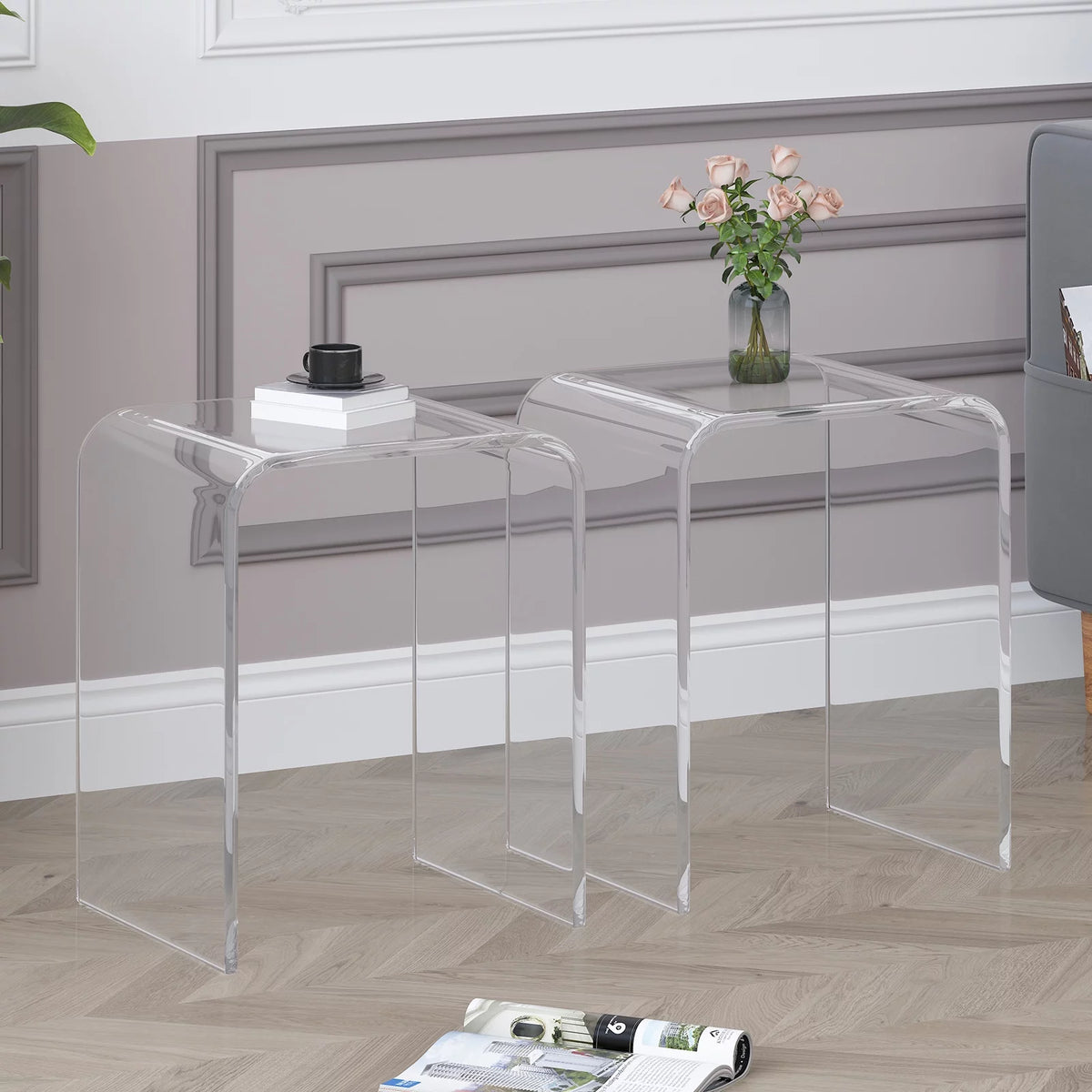 Clear Acrylic Side Table Set of 2 J9536