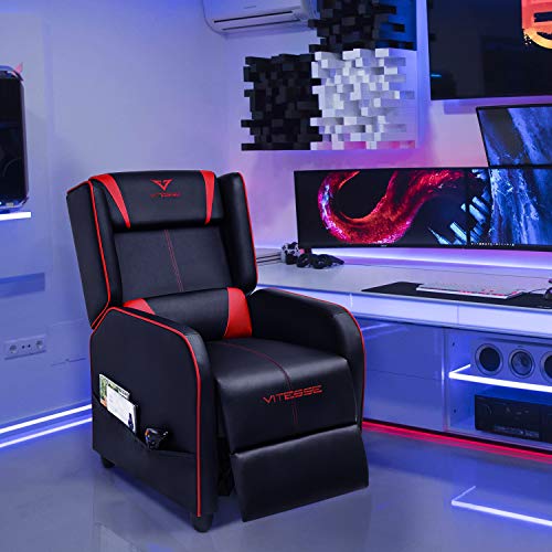 Blue PU Leather Gaming Recliner Chair T43208