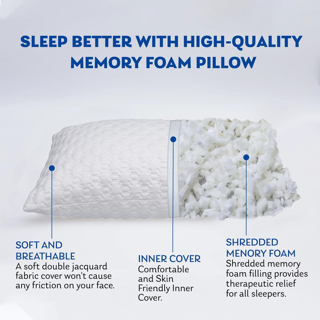Shredded Memory Foam Bed Pillow Queen Firm Z778