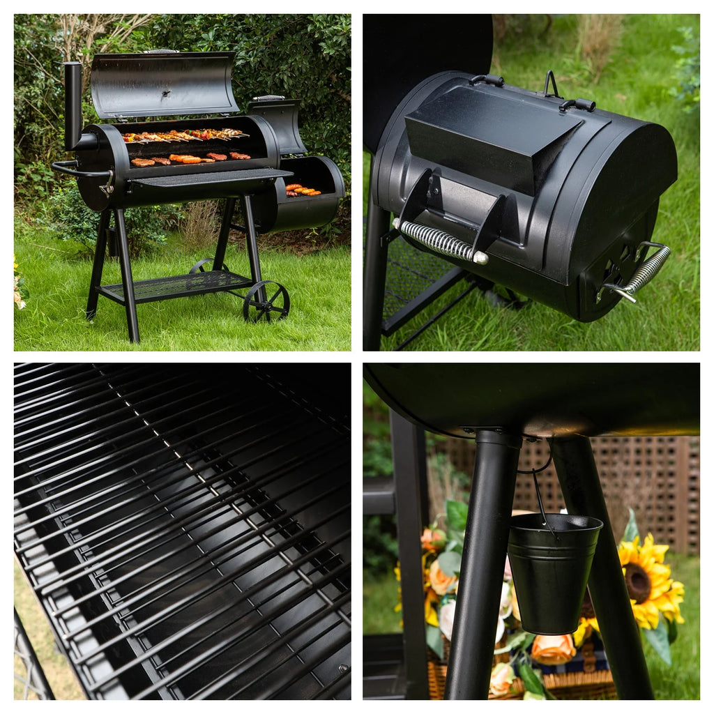 Charcoal Grill with Offset Smoker Black X704